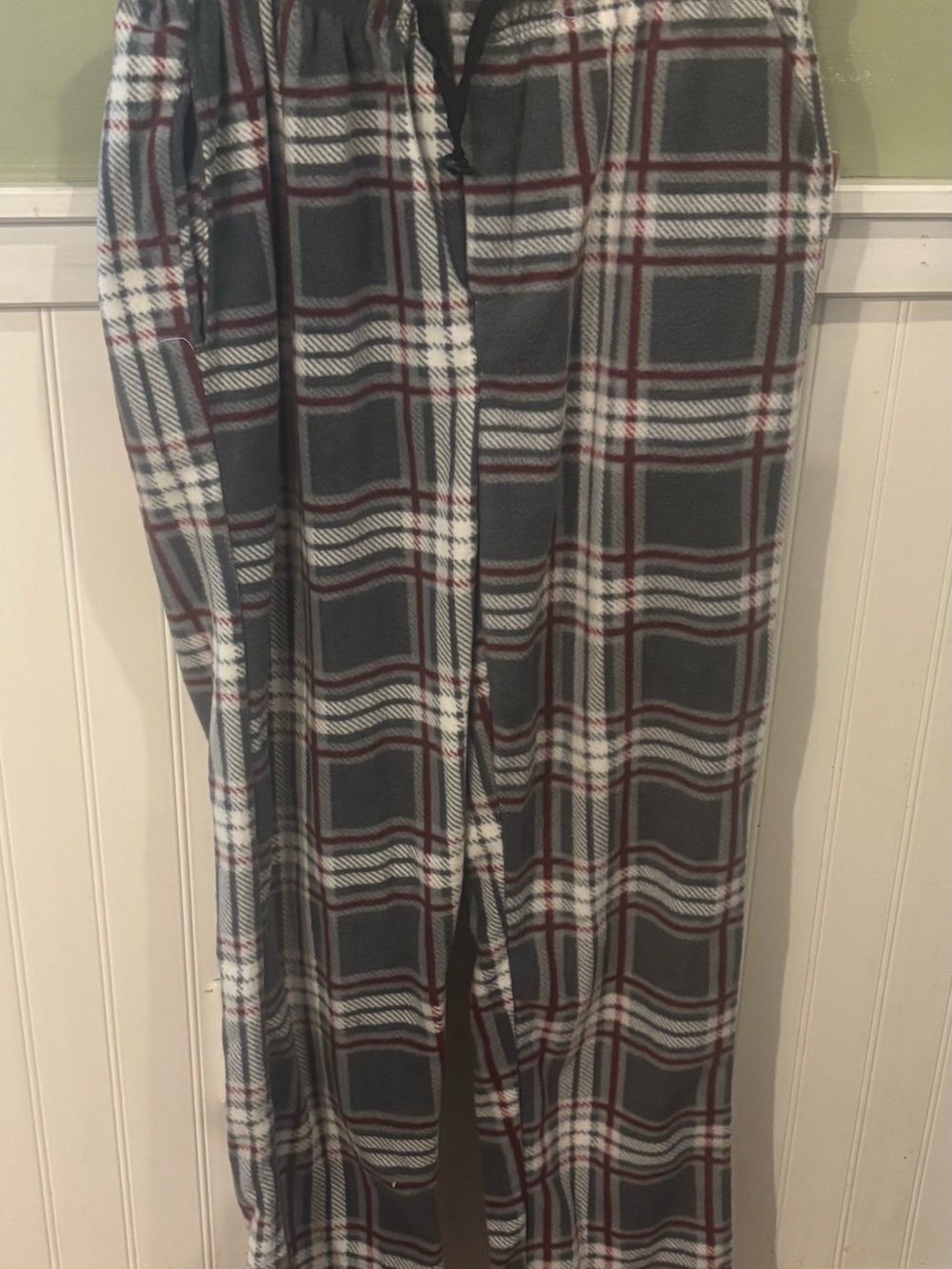 Bronze Eagle Gray Plaid Joggers with Red & White Stripes